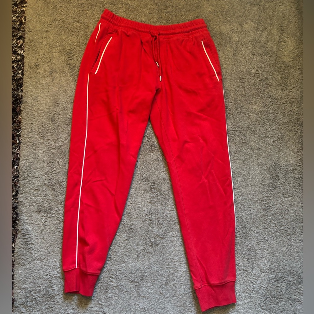 Forever 21 Red Men's Sweatpants with White Accents